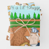 野球をテーマにした赤ちゃんシャワーまたは最初の誕生日 ラッピングペーパーシート (インサイチュ)