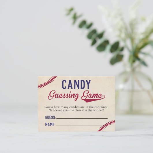 野球をテーマにした赤ちゃんシャワーキャンディ推測ゲーム 名刺 (スタンド正面)