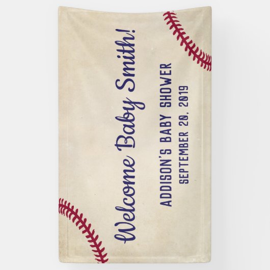 野球をテーマにした赤ちゃんシャワーバナーポスター 横断幕 (縦)
