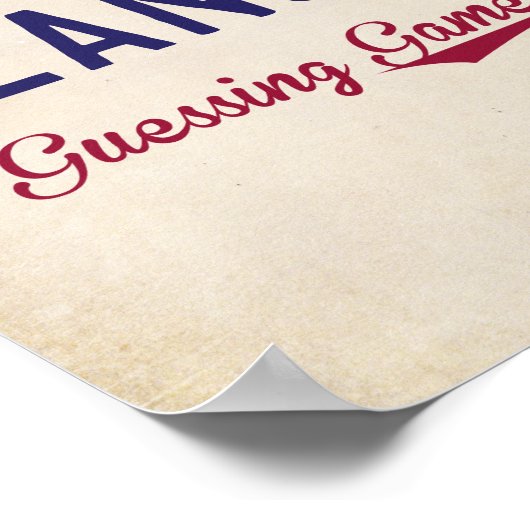 野球をテーマにした赤ちゃんシャワーピーナッツ推測ゲームサイン ポスター (角)