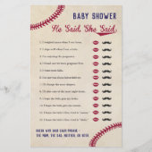 野球をテーマにした赤ちゃんシャワー彼はゲームを言った チラシ (正面)