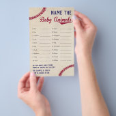 野球をテーマにした赤ちゃんシャワー赤ちゃんアニマルネームゲーム チラシ (ハンドル)