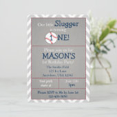 野球をテーマにした1回目の誕生日パーティの招待状 招待状 (スタンド正面)