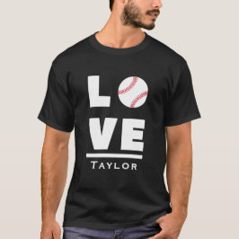 野球を愛し生きるカスタムネーム入り Tシャツ
