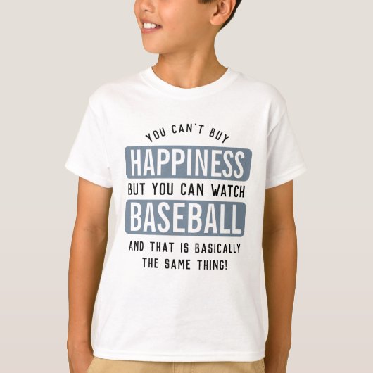 野球を見るのは幸福おもしろい野球 Tシャツ (正面)