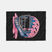 野球アイスクリームドリップキャッチャーのヘルメット少年 フリースブランケット (正面(横))