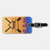 野球アイスクリームドリップパーソナライズされたバッグラベル ラゲッジタグ (正面横)