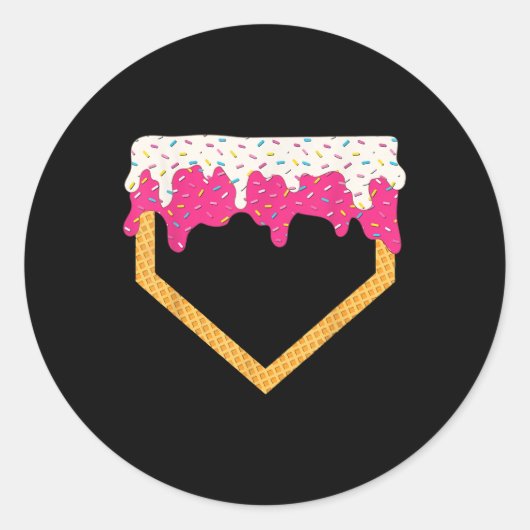 野球アイスクリームドリップベースボールホームプレートDr. ラウンドシール (正面)