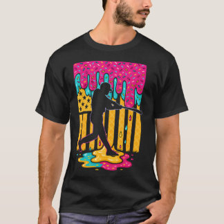 野球アイスクリームドリップ少年少女アメリカ国旗 Tシャツ