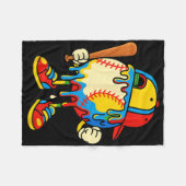 野球アイスクリームドリップ若者バックトゥスクール野球 フリースブランケット (正面(横))