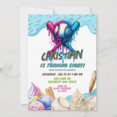 野球アイスクリームドリップ10代の若者バースデーパーティー 招待状 (正面)