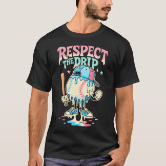 野球アイスクリームドリップ 少年少女リスペクト Tシャツ