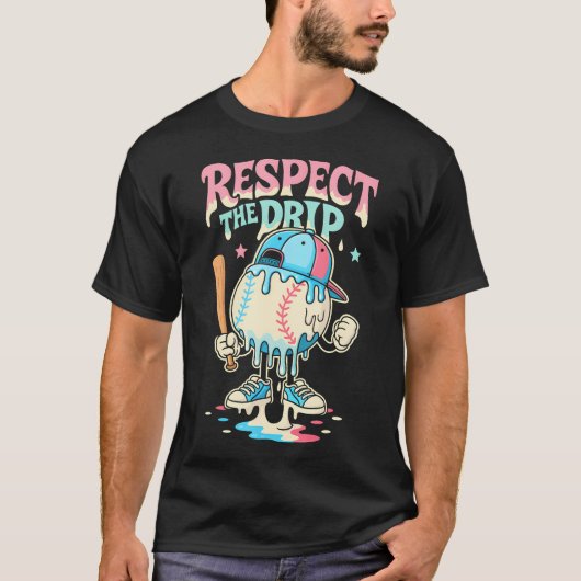 野球アイスクリームドリップ 少年少女リスペクト Tシャツ (正面)