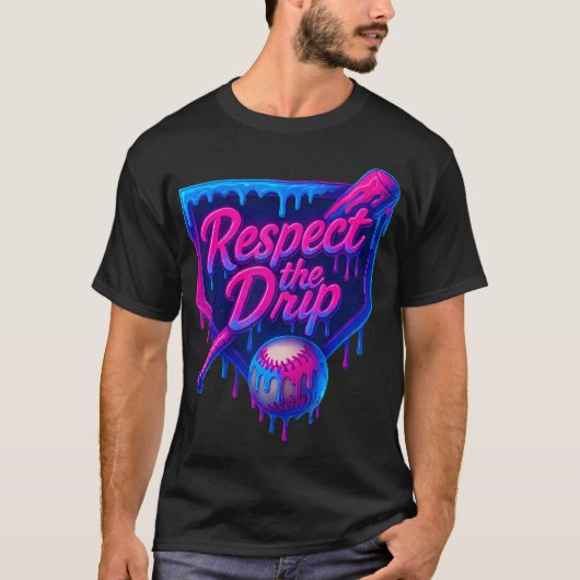野球アイスクリームドリップ 滴を敬え Tシャツ (正面)