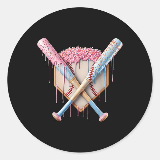 野球アイスクリームホームプレートドリップユースボーイズベース ラウンドシール (正面)