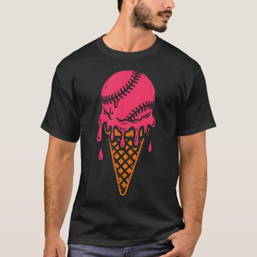 野球アイスクリーム - ヴィンテージベースボールラバー Tシャツ (正面)