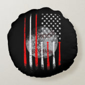 野球アメリカ国旗のヴィンテージ ラウンドクッション (裏面)