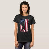 野球アメリカ国旗の野球ファン男性ヴィンタ Tシャツ (正面フル)
