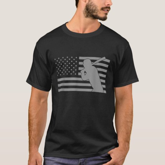 野球アメリカ国旗ヴィンテージアメリカ旗野球 Tシャツ (正面)