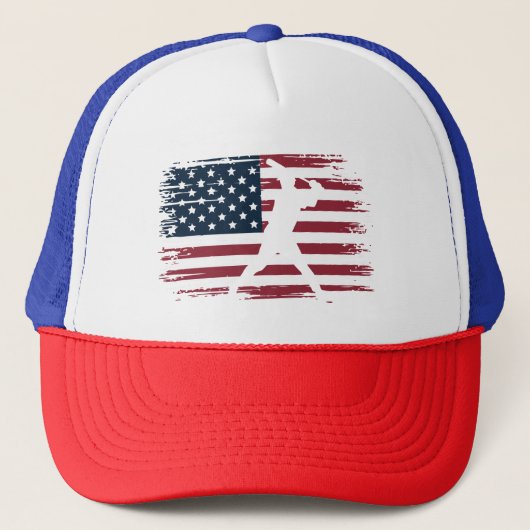 野球アメリカ国旗USAカモフラージュ愛国 キャップ (正面)