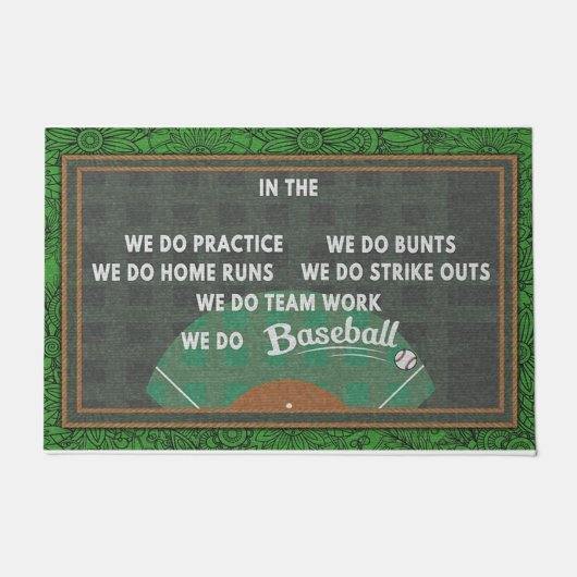 野球ウェルカムマット、春デコー  ドアマット (正面)