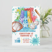 野球ウォータースライドプール誕生日パーティー 招待状 (スタンド正面)