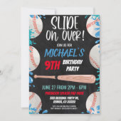 野球ウォータースライド誕生日パーティーへの招待 招待状 (正面)