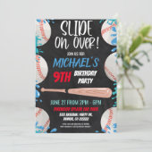 野球ウォータースライド誕生日パーティーへの招待 招待状 (スタンド正面)