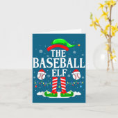 野球エルフ おもしろクリスマス 野球ファン サンタコス カード (黄色い花)