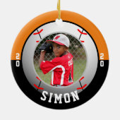 野球オレンジブラックチームカラー セラミックオーナメント (裏面)