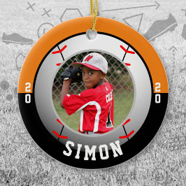 野球オレンジブラックチームカラー セラミックオーナメント