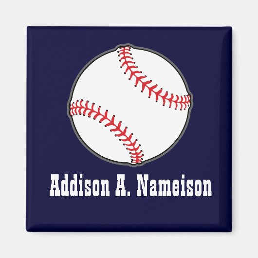 野球オンネイビーブルーネームスポーツルームボーイズ  マグネット (正面)