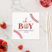 野球オーボーイブラウンホワイトベビーシャワー スタンダードカクテルナプキン (インサイチュ)