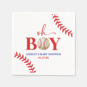 野球オーボーイブラウンホワイトベビーシャワー スタンダードカクテルナプキン (正面)