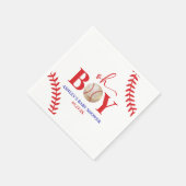 野球オーボーイブラウンホワイトベビーシャワー スタンダードカクテルナプキン (角)