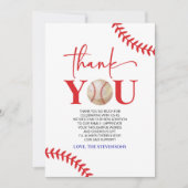 野球オーボーイブルーレッドホワイトベビーシャワー サンキューカード (正面)