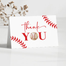 野球オーボーイレッドブルーホワイトベビーシャワー サンキューカード
