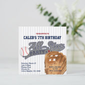 野球オールスタースポーツストライプ 誕生日パーティー 招待状 (スタンド正面)