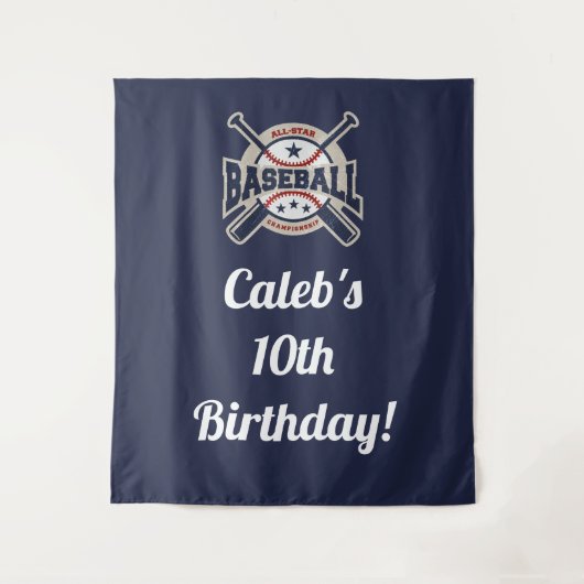 野球オールスターチームスポーツバースデーパーティーバナー タペストリー (正面)
