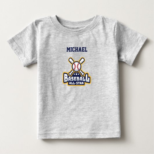 野球オールスター ボール＆バット 個人名入れ ベビーTシャツ (正面)