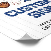 野球カスタムのテーブルサイン誕生日パーティー ポスター (角)