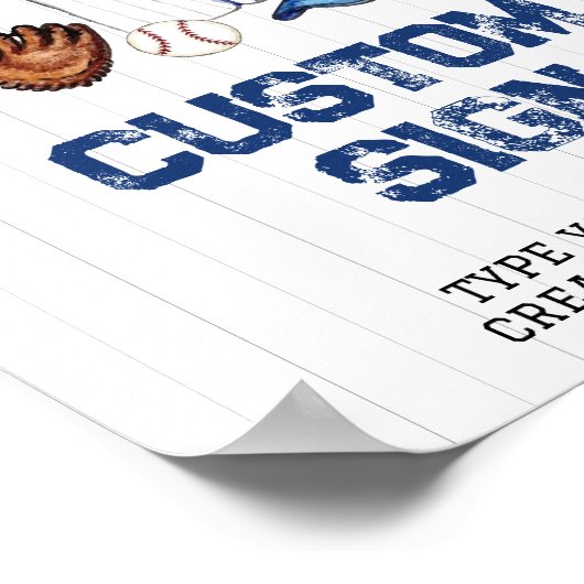 野球カスタムのテーブルサイン誕生日パーティー ポスター (角)