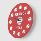 野球カスタムの時パーソナライズされた計名の場所 ラージ壁時計 (傾斜)