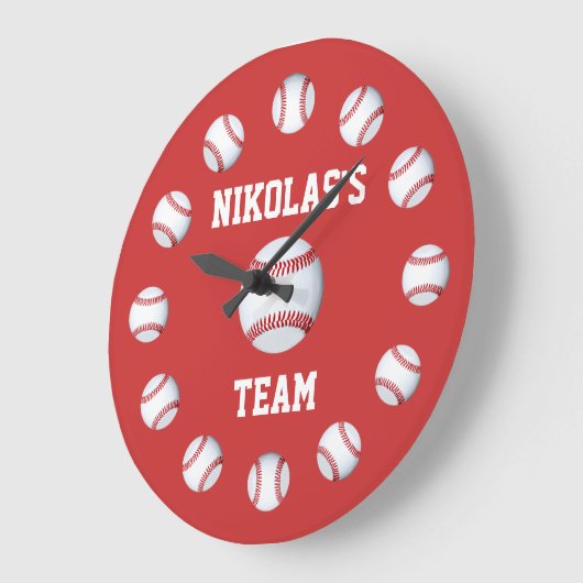 野球カスタムの時パーソナライズされた計名の場所 ラージ壁時計 (傾斜)