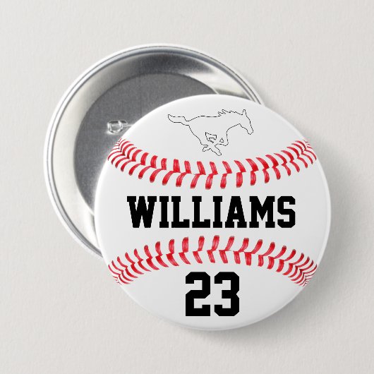 野球カスタム選手の名前番号とチームロゴ 缶バッジ (正面&裏面)