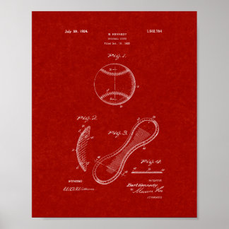 野球カバー特許 – ブルゴーニュ赤 ポスター