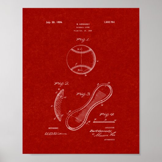 野球カバー特許 – ブルゴーニュ赤 ポスター (正面)