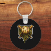 野球カモ迷彩柄ドリップアイスクリーム ユース少年ズボン キーホルダー (正面)