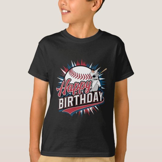 野球カラフル誕生日 Tシャツ (正面)