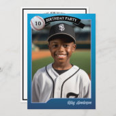 野球カードフォトバースデーパーティーへの招待 招待状 (正面/裏面)